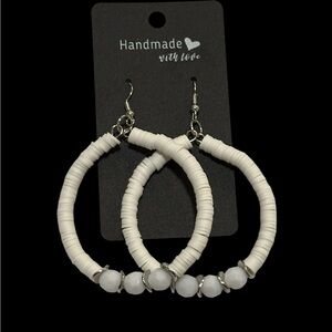 Handmade By Tolee Dezigns 2.5” White Hoop Earrings